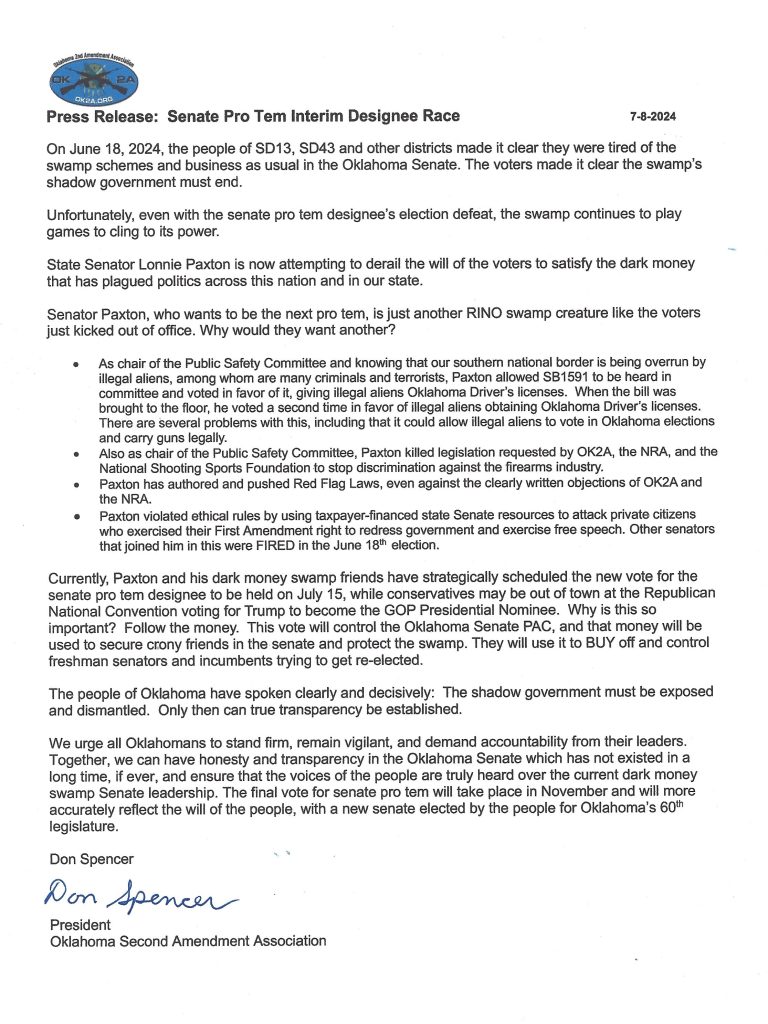 senate pro tem press release - July 9, 2024