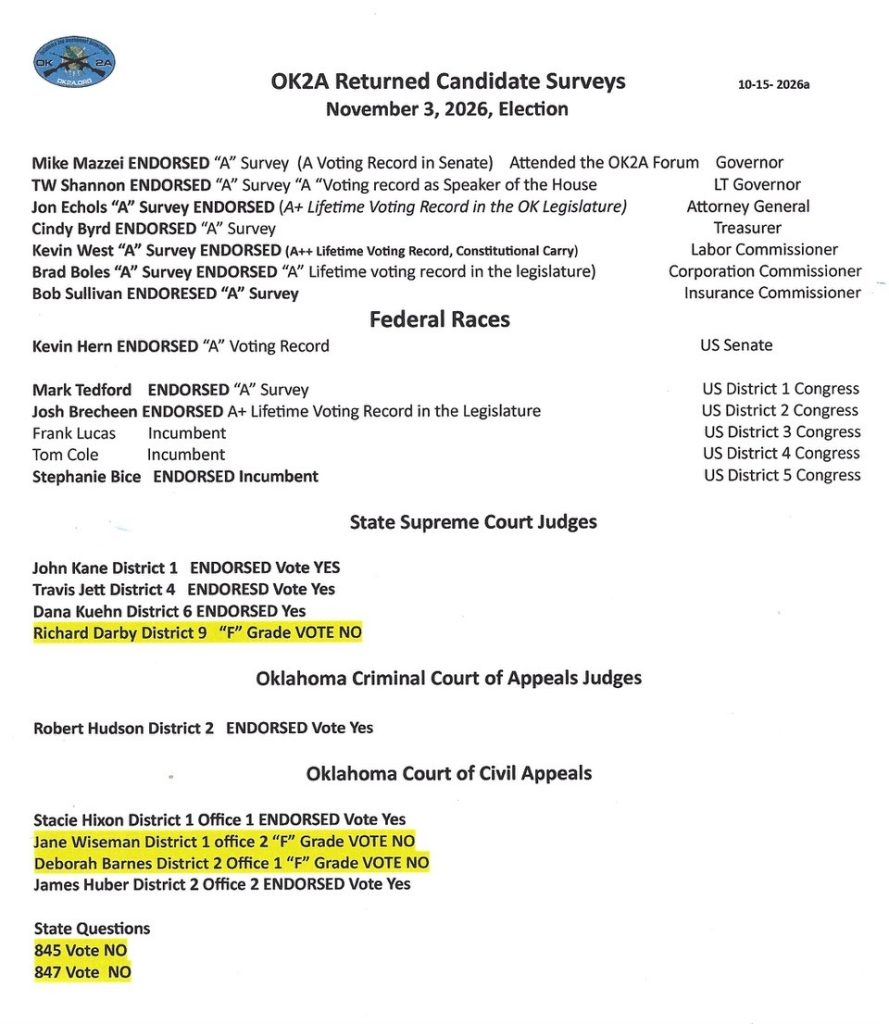 OK2A Oklahoma Endorsements