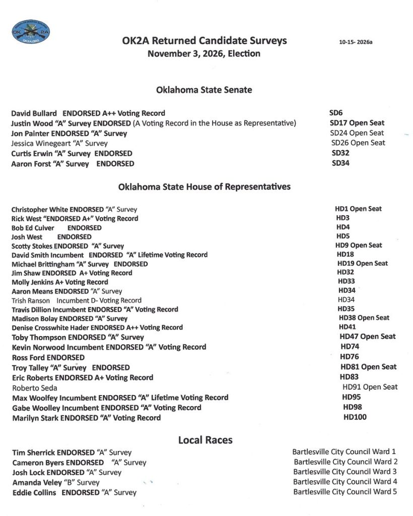OK2A Oklahoma Endorsements